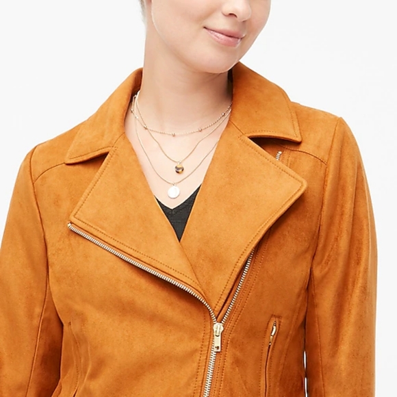 NEW- J Crew factory Faux Suede Moto Jacket - Picture 2 of 13